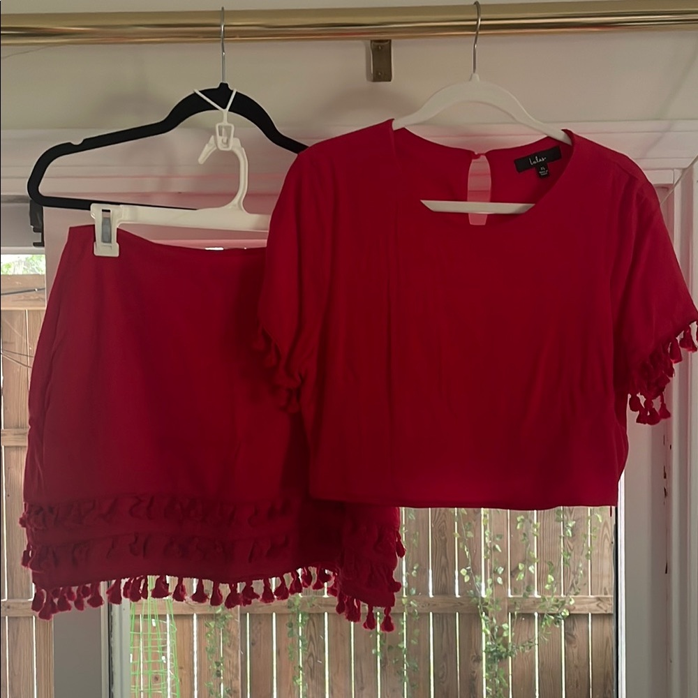 Lulu's Vibrant Red Tassel Two-Piece Set